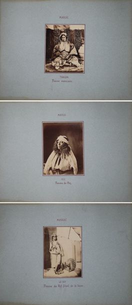 null [MOROCCO]. Woman from Fez, woman from the Rif spinning wool, woman from Tangier...