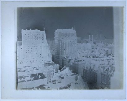  [USA]. NÉGATIF VERRE, Fifth avenue. New York, night, house, tops, feb. 1911. Vue...