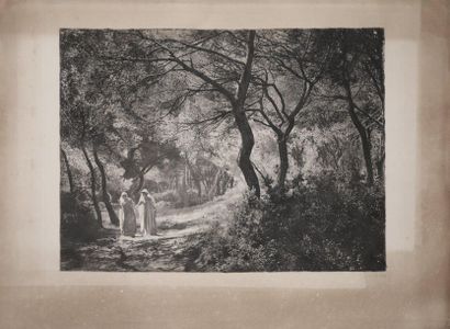 null PUYO Constant (1857-1933). Apparition, deux femmes drapées en blanc, dans un...