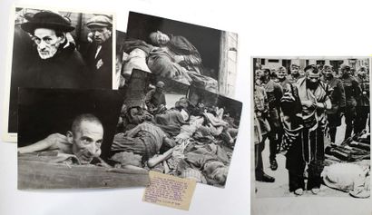 null [CAMPS DE CONCENTRATION NAZIS]. Déportés au camp de Dachau et sinistre chargement...