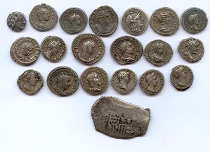 null Lot de 20 monnaies d?argent antiques: Deux deniers (dont un rogné) de la République...