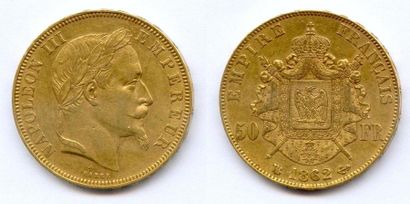 null Napoléon III 50 Francs or 1862 BB = Strasbourg.