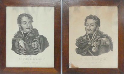 null Deux estampes du XIXe siècle figurant le Prince Eugène et le Prince Poniatovski....