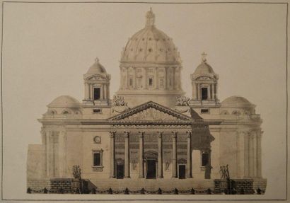 Agence de SOUFFLOT Projet pour Sainte Geneviève avec les tours-clochers, vers 1764/69...