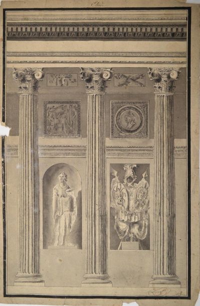  Attribué à Jean Charles DELAFOSSE (Paris 1734 – 1791) Projet de colonne corinthienne....
