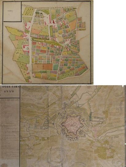  Ecole française du XVIIIème siècle. Plan de la ville d’Hesdin (Pas de Calais). Plume...