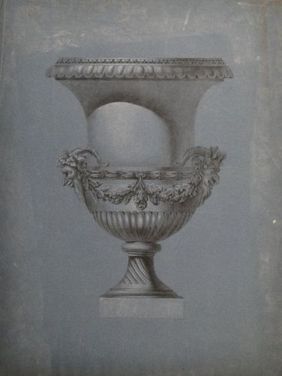 null Ecole française du début du XIXème siècle. Trois études de vases sur la même...