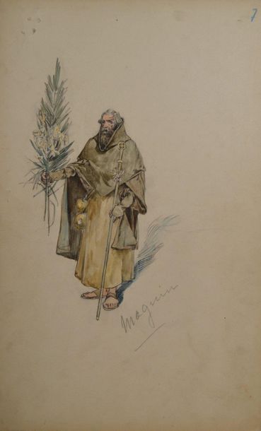 null Alphonse MUCHA (Ivancice 1860 - Prague 1939) Étude de costume pour un magicien....