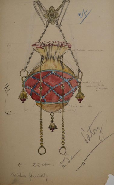 null Alphonse MUCHA (Ivancice 1860 - Prague 1939) Étude d’accessoire de costume,...