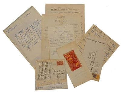 null [HUGNET Georges] correspondance de 20 lettres ou cartes la plupart autographes...