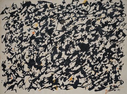 null 
Henri MICHAUX (1899-1984) Composition, 1958 Dessin à l'encre de Chine noire...