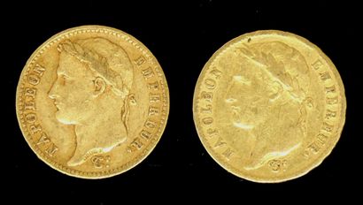 null DEUX PIECES de 20 francs or Napoléon Ier 1810 et 1813