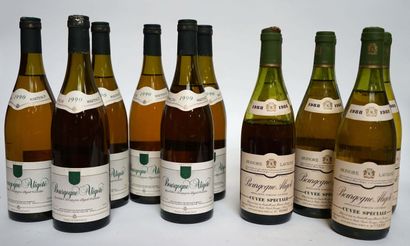 null 6 blles Bourgogne aligoté 1988 et 6 blles Bourgogne aligoté 1990. Niveaux b...