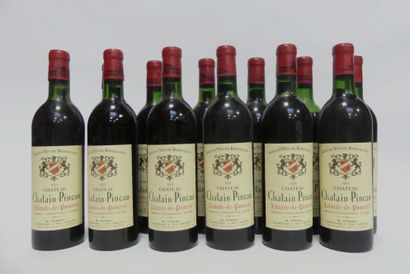 null Douze bouteilles de château Chatain-Pineau, LALANDE POMEROL 1970, niveaux divers,...