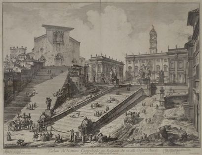 null Giambattista PIRANESI (1720-1778) Veduta del Romano Campidoglio con Scalinata...