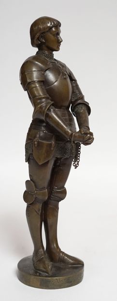 null Louis Ernest BARRIAS (1841-1905) Jeanne d'Arc enchaînée. Bronze à patine brune...