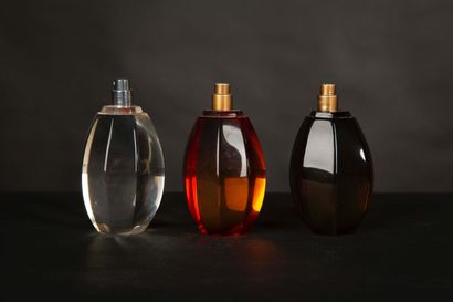 null Serge MANSAU, 1980s. Three prototypes of spray bottles in methacrylate with...