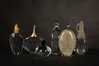 null Serge MANSAU. Assortment of six prototypes of bottles in methacrylate, resin...