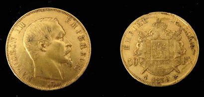 null PIECE de 50 francs or 1859 Napoléon III tête nue