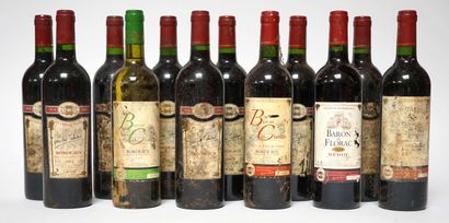 null * Lot de 12 Blles diverses dont Baron de Florac 2012, Baron Clarsac 2013 et...