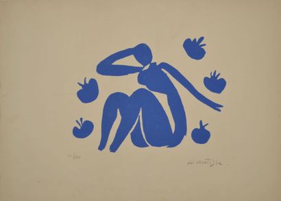 null Henri MATISSE (1869 - 1954) d'après Nu bleu aux pommes. Lithographie en couleurs...