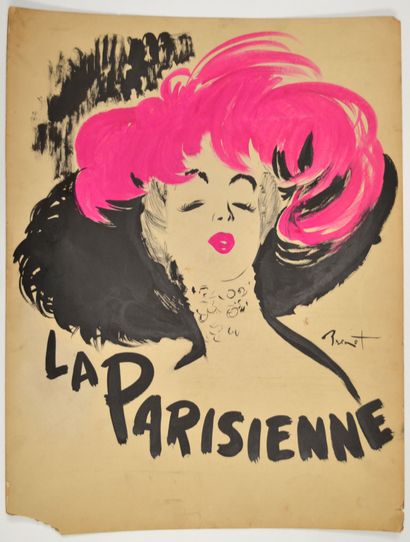 null Pierre – Laurent BRENOT (1913 - 1998) La Parisienne. Impression avec rehauts...
