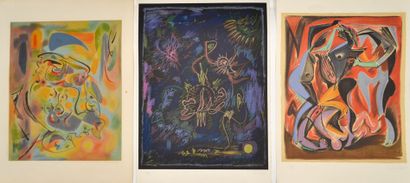 null André MASSON (1896 - 1987) Compositions. Lithographies en couleurs sur vélin,...