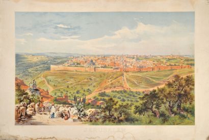 null Friedrich PERLBERG (1848 – 1921) Vue de Jérusalem. Impression offset d'après...