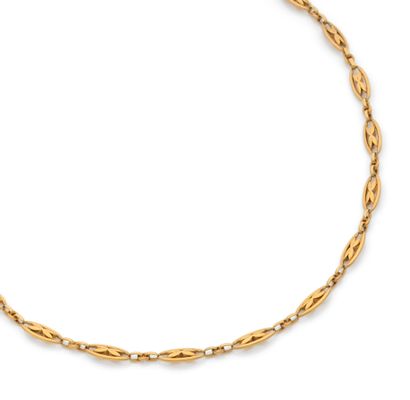 Beautiful yellow gold WATCH CHAIN with oval...