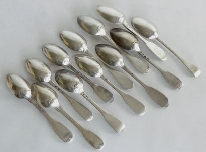 null Lot of TWELVE silver SPoons of different models and goldsmiths. Weight 896 ...