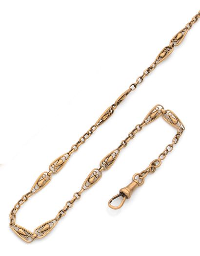 Yellow gold WATCH CHAIN with alternating...