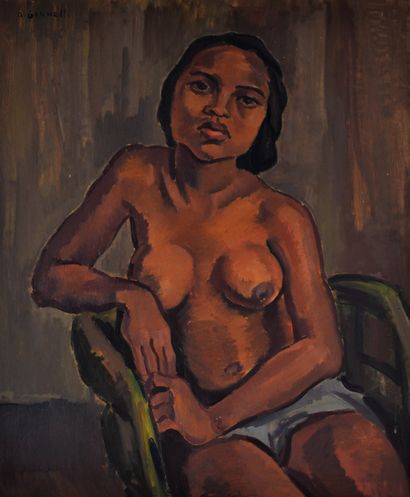 null Antoine Marius GIANELLI (1896-1983) Femme de Tananarive, 1938. Huile sur panneau...