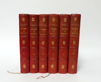 null BUFFON. Oeuvres. Paris, Furne 1878, 6 vol. in-8, demi-rel. bas. rouge, dos lisse,...