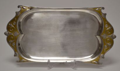 null 
CHRISTOFLE. A silver and gilt metal PLATEAU of rectangular shape, the ends...