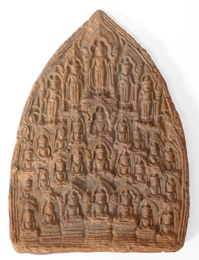  A stamped terracotta lanceolate bas-relief...