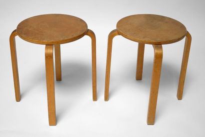 Alvar AALTO (1898-1976) Two round stools....