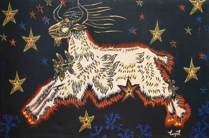 null Jean LURÇAT (1892-1966) (after). The goat. Print on fabric. 110 x 130 cm