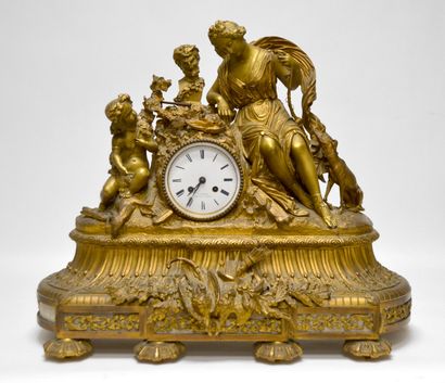 null 
Important gilt bronze HANGER, the enamelled dial signed C. Detouche 228-230...