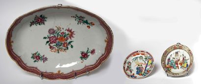  CHINA, 18th century. BANNETTE in porcelain of the Company of India, with polychrome...