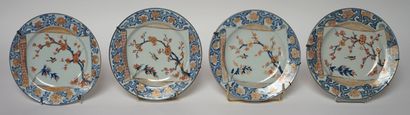  JAPAN, 19th century. Suite of four Imari porcelain SETS, decorated with blue-red...