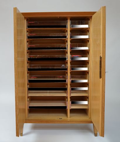 null WORKING CABINET in ceruse oak comprising a filing cabinet with sheath legs and...
