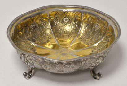 A silver round CUP, the interior gilt, the...