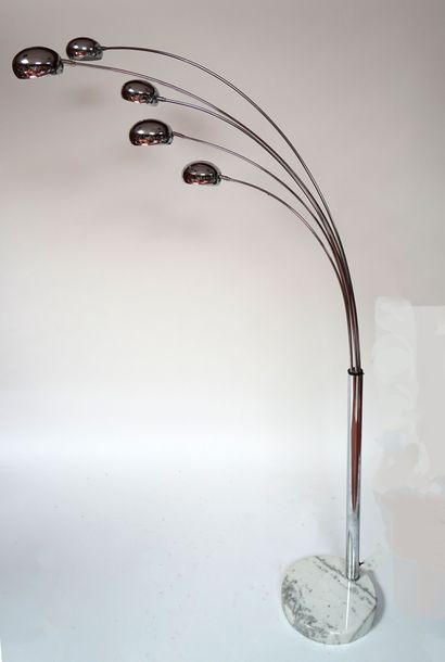 LAMPADAIRE model muguet with five chromed...