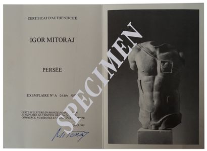 null Igor MITORAJ (1944-2014) Perseus, 1988. Bronze with green patina signed and...