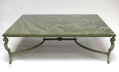 Very important LOW TABLE in bronze with green...