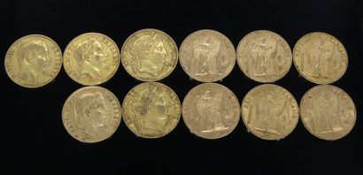 null ONZE PIECES de 20 francs or, Génie Ailé, Cérès, Napoleon III