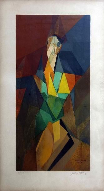 null Jacques VILLON (1875-1963). Femme cubiste, 1914. Lithographie en couleurs signée...