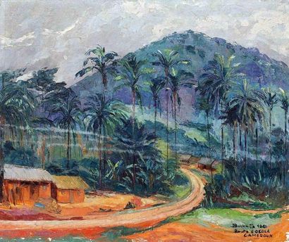 null Jean Marcel BUCHAILLE (1903-1986) Route d'Okala, Yaoundé, Cameroun, 1961. Huile...