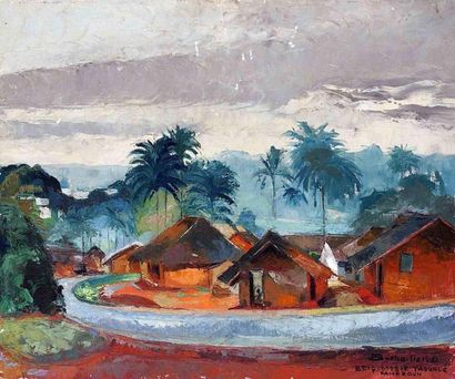 null Jean Marcel BUCHAILLE (1903-1986) Briqueterie, Yaoundé, Cameroun. Huile sur...
