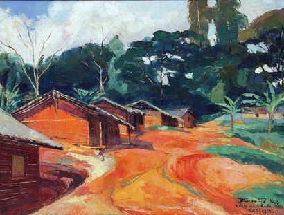 null Jean Marcel BUCHAILLE (1903-1986) Route d'Okala, Yaoundé, Cameroun, 1960. Huile...